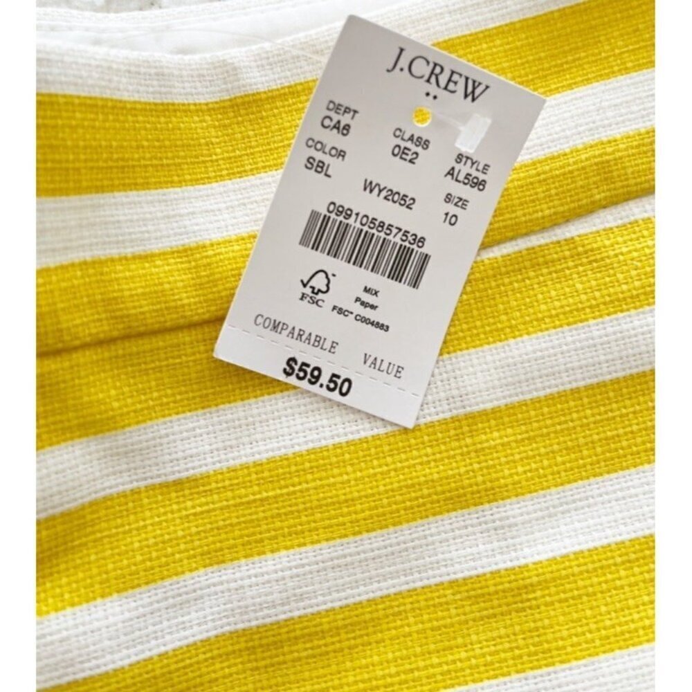 J. Crew Factory Women's Sz 10 Yellow & White Striped Basketweave Shorts NWT - Picture 4 of 9